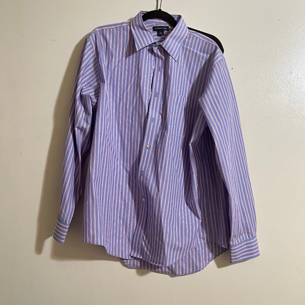 Men’s Blue & Pink Striped Dressed Shirt